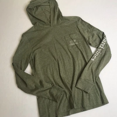 Vineyard Vines Youth L Long Sleeve Hoodie Green Whale Logo Spell Out Girls Boys - Image 1 of 4