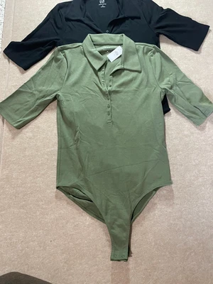 Body moderno para mujer Gap suéter cuello polo, 1 nuevo con etiquetas negro y oliva Foto 1 de 4