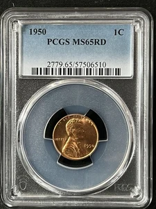 1950 1C RD Lincoln Wheat One Cent PCGS MS65RD 57506510 - Bild 1 von 2