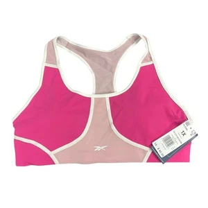 Reebok Women's Plus Size Racerback Lux Training Sports Bra Pink & White Size 1X - Picture 1 of 5