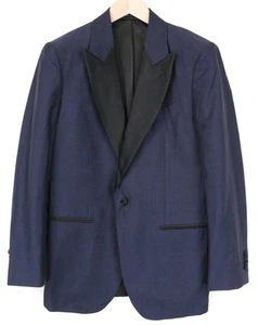 SUITSUPPLY Verona MEN UK38R Navy Blue Wool Linen Tuxedo Blazer Slim Melange - Picture 1 of 8