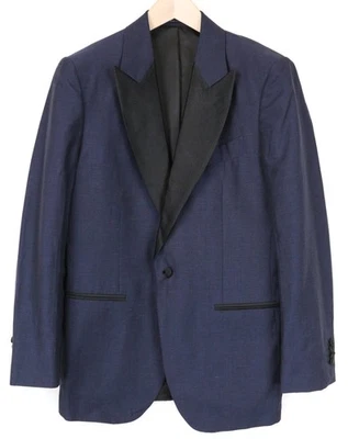 Suitsupply Verona Hommes UK38R Bleu Marine Laine Lin Smoking Veste Slim Mélange - Photo 1/4