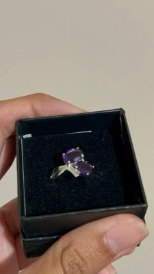Womens White Gold Rhodium Over Sterling Silver Amethyst and Topaz Size 6 - Image 1 of 4