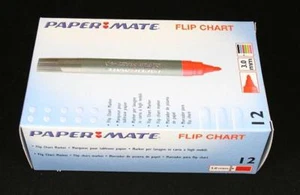 12 Paper Mate Flipchart Flip Chart Marker Pens RED Bullet 3mm Tip - Picture 1 of 1