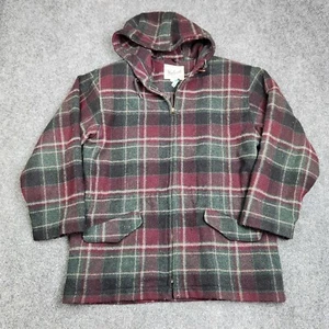 Vintage Woolrich Jacket Mens Medium PlaidWool Hooded 90s Winter Coat USA Made - Picture 1 of 9