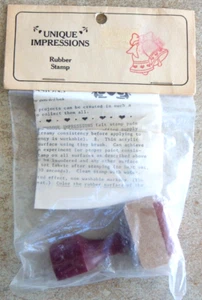 VTG (1983) New Unique Impressions Rubber Stamp Bells Hearts Bow - Picture 1 of 3