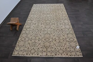 Oushak Turkish Vintage Rug 5x9 Kilim Rug Anatolian Handmade Boho Decor BEIGE - Picture 1 of 10