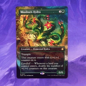 BORDERLESS Mossborn Hydra 0337 FDN Foundations MTG Commander Elemental Hydra - Picture 1 of 2