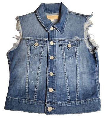 Chaleco vaquero True Religion para mujer talla XS desgastado de mezclilla bolsillos camionero de colección Foto 1 de 4