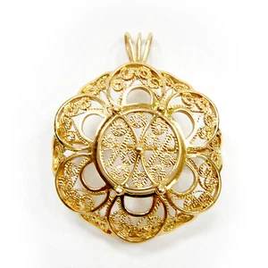 Rare Vintage 14K Yellow Gold Filigree Brooch/Pin Pendant 12 Grams - Picture 1 of 5