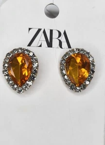 ZARA MUJER Oro LÁGRIMA JOYA PENDIENTES NARANJA DECLARACIÓN 5101a - Imagen 1 de 11