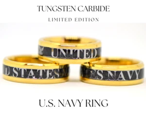 U.S. Navy Ring Gold Wolfram Band Matrose Veteran Ruhestand Abschluss Geschenk - Bild 1 von 10