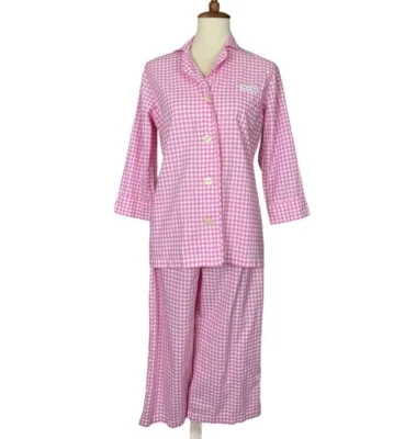 Conjunto de Pijama American Living SM Rosa Blanco Guinga Botón Frontal Cordón Cintura Foto 1 de 4