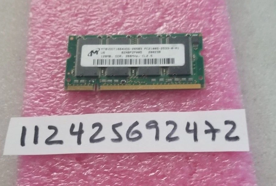 128MB 2RX16 DDR DDR1 PC PC2100 DDR-266 2100 200PIN CL2.5 NON-ECC DUAL RANK  8X16 - Image 1 of 1