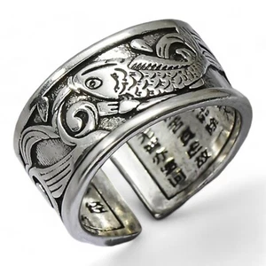 Anello pesce koi argento misurabile segno zodiacale anello - Foto 1 di 4