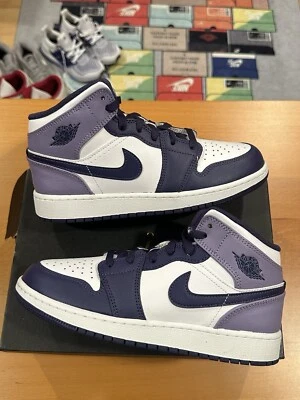 Size 5.5Y - Air Jordan 1 Mid GS Sky J Purple Blueberry DQ8423-515 Sneaker Shoes - Image 1 of 4