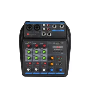 4 Channel DJ Mixer Bluetooth USB Audio Sound Card Live Studio Console 48V Power - Picture 1 of 6