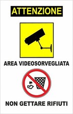 CARTELLO SEGNALETICO - AREA VIDEOSORVEGLIATA NON GETTARE RIFIUTI