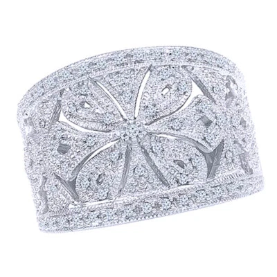 Anillo de boda redondo de oro blanco de 14 quilates de diamantes reales de 0,33 quilates de moda para mujer Foto 1 de 4