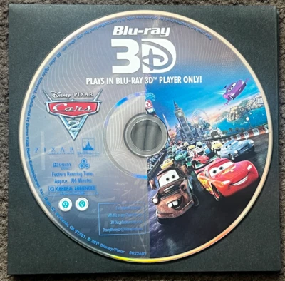 NEW CARS 2 3D (2011) - Blu-ray disc only in clear plastic envelope / no case - Image 1 of 3
