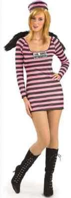 Sexy Disfraz de Halloween a Rayas Rosa a Rayas Prisionero Prisionero Cárcel Foto 1 de 2