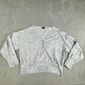 J. Crew Space-dyed wide V-neck henley sweater Womens XXL Plus Gray BG646 - Picture 1 of 13