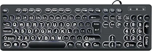 Wired Backlit USB Keyboard - 104 Keys Standard Full Size with White LED - Picture 1 of 11