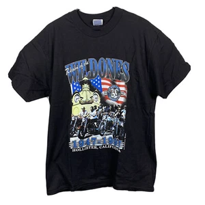 Vintage Biker T-Shirt Return of the Wild Ones Hollister CA 1997 Mens Sz L Black - Picture 1 of 6