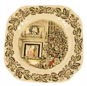 Vintage Merry Christmas Johnson Brothers Square Plate 7.5" Luncheon Salad A31 # - Picture 1 of 2