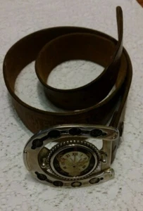 Vintage 1984 Los Angeles Hand Finished Tooled Leather Belt With BPOE Elks Buckle - Picture 1 of 9