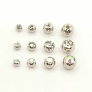 Spare Replacement Balls With Gems For Piercings Belly Tragus Labret Tongue Bars - Picture 1 of 5