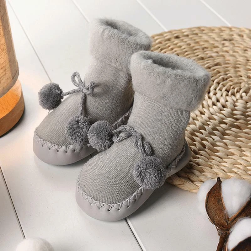 Invierno Infante Bebé Niña Niño Pequeño Antideslizante Cálido Zapatillas Calcetines Algodón Zapatos Foto 1 de 3