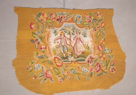 Antique French Renaissance Full Floral Aubusson Sofa Cover Hand Woven | 34X23 Cover