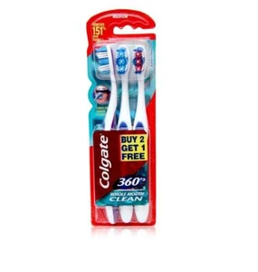 Colgate 360 Whole Mouth Tongue & Cheek Clean Toothbrush 4 Set Pack of 3 (12 Pcs) - Picture 1 of 1