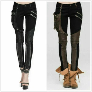 Pantalones Empalmados Devil Fashion Steampunk Vintage Mujeres Punk Rock Negros Pantalones - Imagen 1 de 27