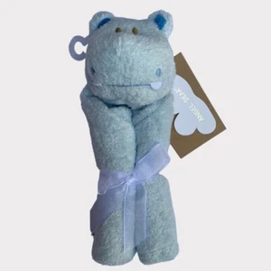 Angel Dear Plush BLUE HIPPO Hippopotamus Lovey Security Blanket Baby Toy New - Picture 1 of 3
