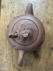 Vintage Chinese Yixing Clay Small Teapot  with Nodding Dragon Fish Signed 