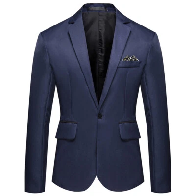 Men's Tuxedo Jacket Notched Lapel One Button Suit Blazer for Dinner Wedding Pro∂ - Image 1 of 4
