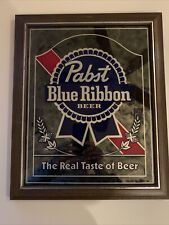 Rare vintage pabst blue ribbon beer  mirror sign with wooden frame