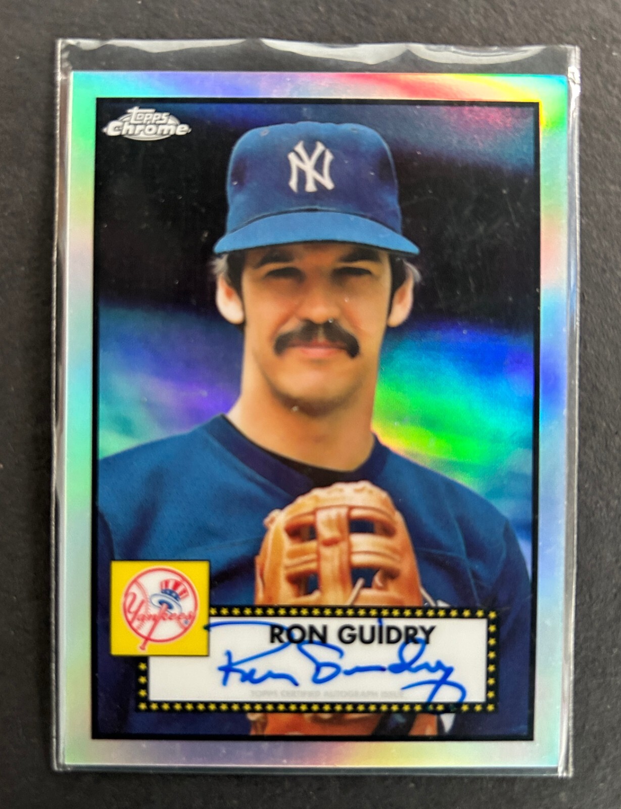 2021 TOPPS CHROME PLATINUM ANNIVERSARY RON GUIDRY REFRACTOR AUTO 166/199 NY