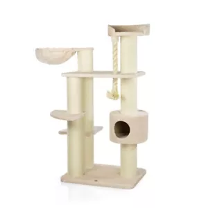 XXL Katzen Kratzbaum Kratzstamm Kletterbaum Kratzturm beige | ca. 130x88x163cm - Bild 1 von 8