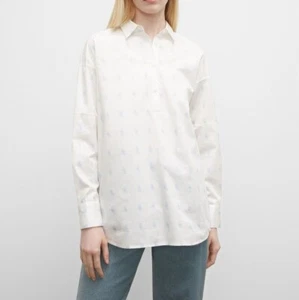Club Monaco Printed Boyfriend Shirt Relaxed Casual in Polka Dot Size Large /n2 - Picture 1 of 11