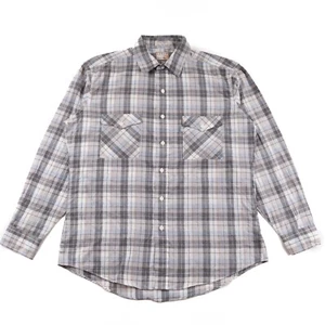 Vintage Levi's Polycotton Shirt Mens LARGE Grey Blue Check Button Up Long Sleeve - Picture 1 of 12