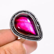 Pink Labradorite Vintage Handmade Jewelry 925 Sterling Silver Ring 7 US GSR-2596