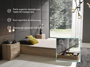 Canape Diana Cama Abatible Gran Capacidad de Madera Tapizado 3D Varias Medidas - Imagen 1 de 12