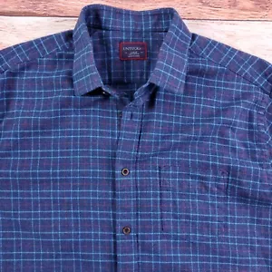Camicia Untuckit manica lunga con bottoni in flanella blu a quadri uomo taglia L - Foto 1 di 9