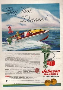 Pubblicità Johnson Sea Horse 25 1953 motore fuoribordo stampa a colori originale - Foto 1 di 1