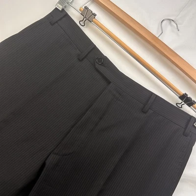 Pantalones plisados de lana a rayas lápiz azul negro Canali para hombre 34 Foto 1 de 4