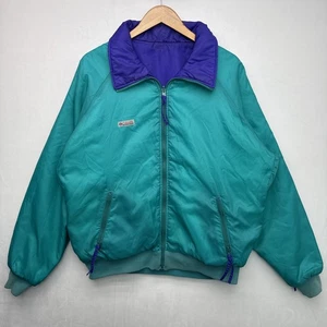 Chaqueta reversible Columbia vintage años 90 talla grande púrpura/verde abrigo de esquí retro - Imagen 1 de 14