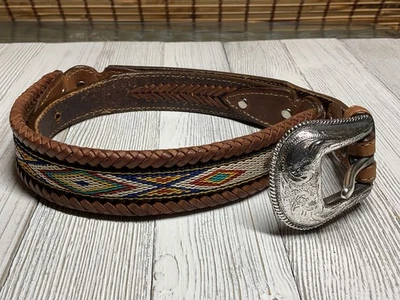 Justin бренд женщин ремень красивый западный ремень размер 28 кожи в широкой пряжке - Изображение 1 из 4